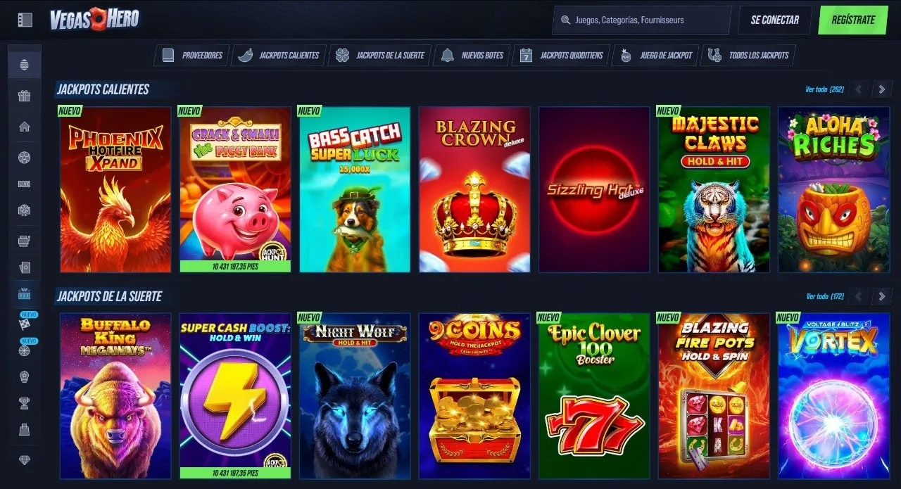 Machines à sous en démo et pour de l'argent sur Vegas Hero Casino